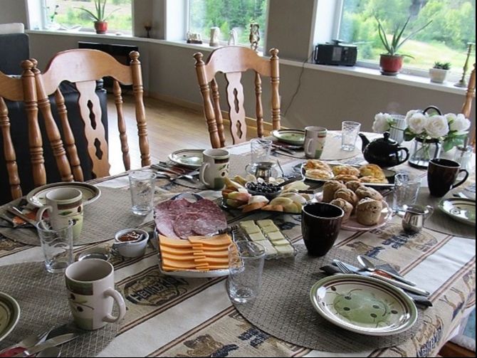 Complimentary breakfast table